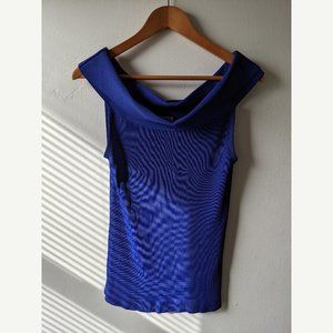 Vintage 90s Celine Off Shoulder Top Size (40) Blue